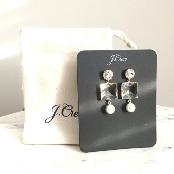 J.Crew Crystal and Pearl Drop Earrings NWT - Picture 4 of 9